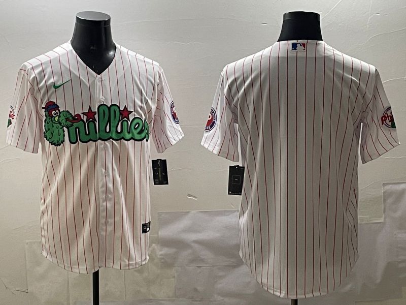 Men Philadelphia Phillies Blank White Stripe Joint Name 2025 Nike MLB Jersey style 1